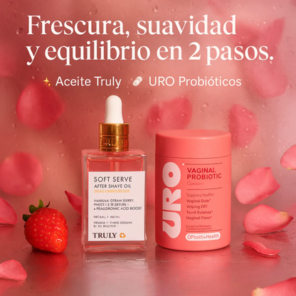 COMBO IMPORTADO: URO PROBIÓTICOS VAGINALES + ACEITE TRULY || CUIDADO COMPLETO PARA TU ZONA ÍNTIMA + GRATIS DESODORANTE ÍNTIMO URO